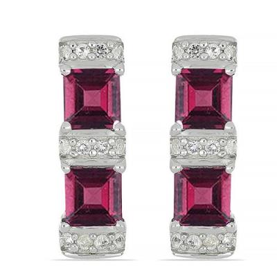 BUY GENUINE RHODOLITE GEMSTONE EARRINGS IN STERLING SILVER